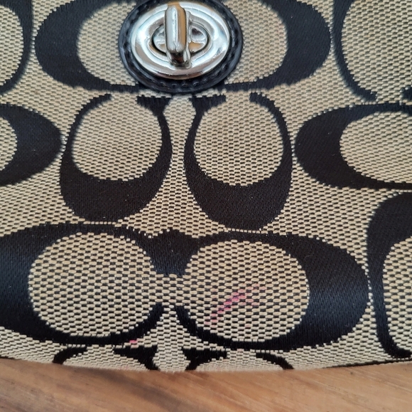 Coach Black and Tan Signature Logo Wristlet with Front Pocket - Picture 4 of 7